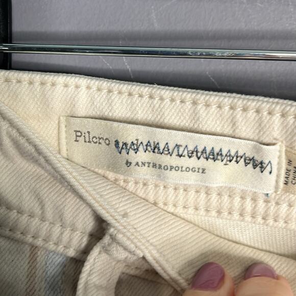 Anthropologie Pilcro Slim Boyfriend Blue and Tan Striped Shorts Size 27 - Picture 4 of 10